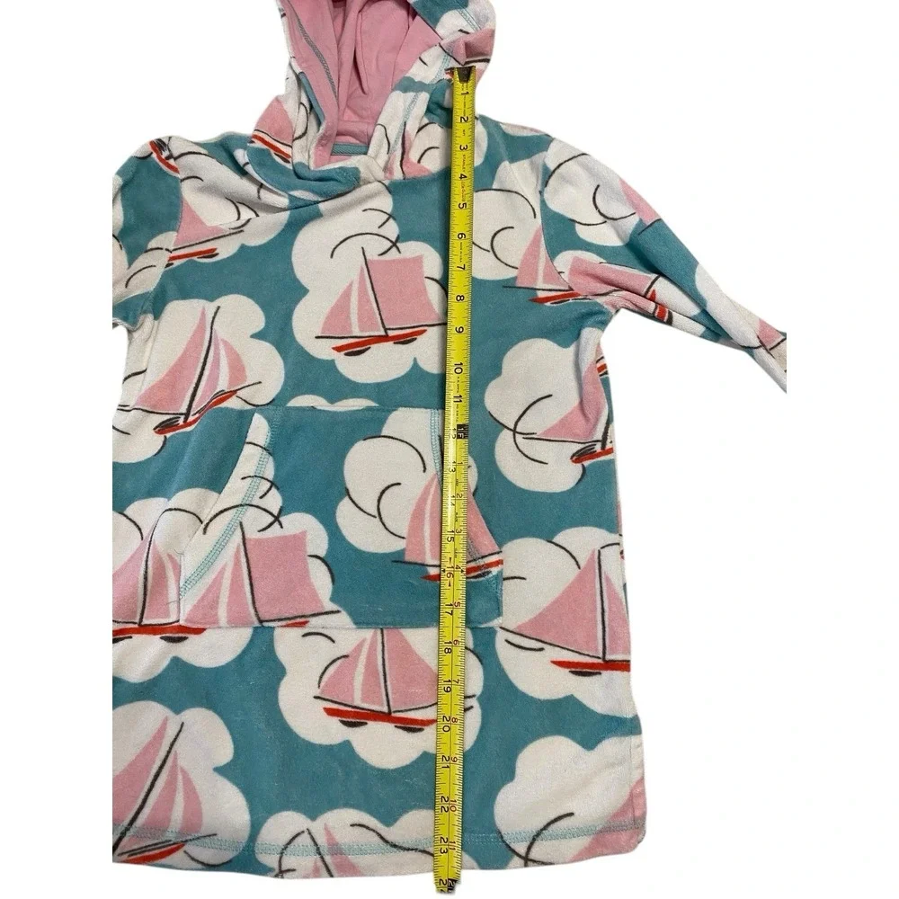 Mini Boden Teal & Pink Sailboat Hooded Kids Swim Coverup Dress